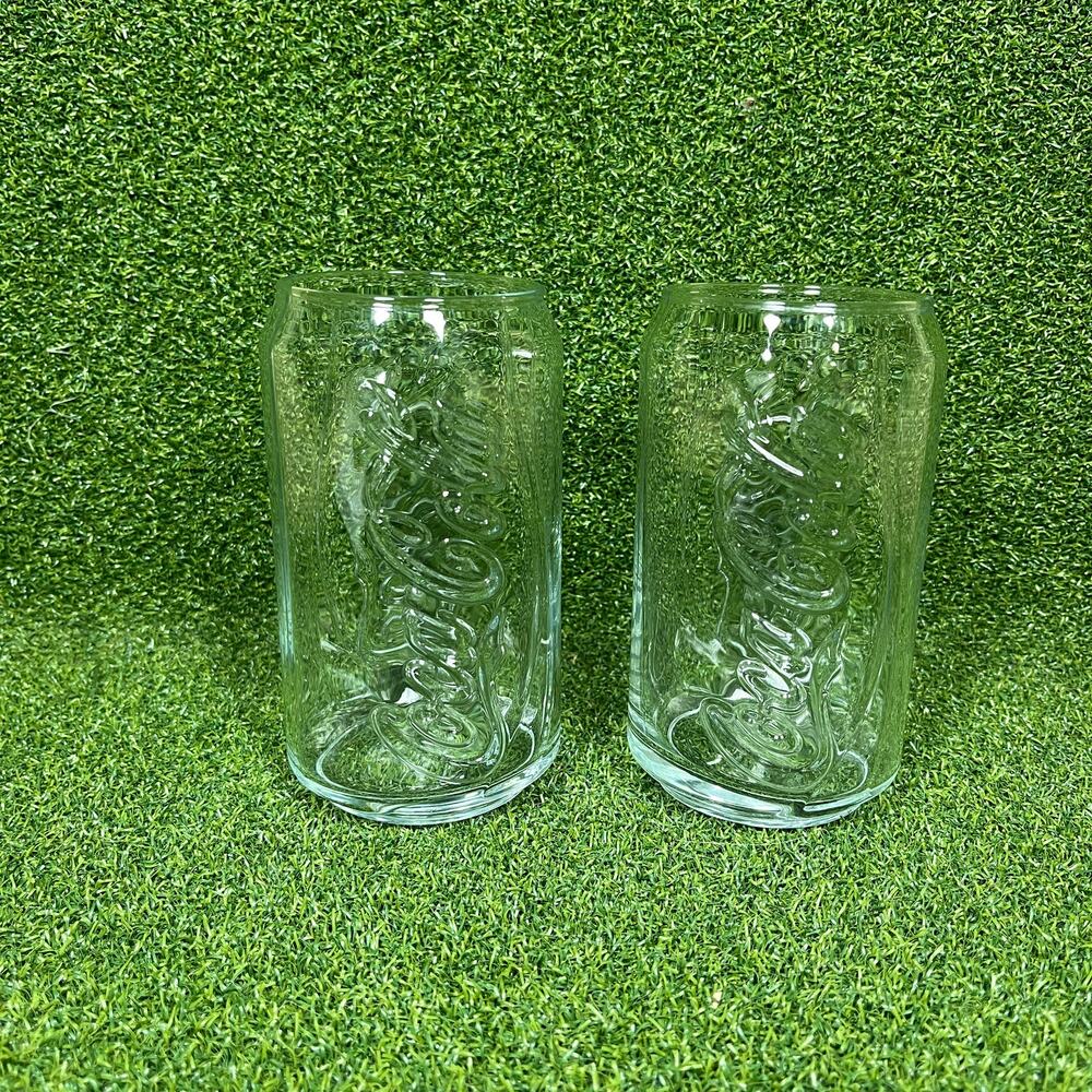 Vintage Lot of 2 Coca-Cola Can Shaped Drinking Glasses